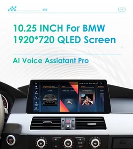 10.25" Carplay & Android Auto Car Android 13 Stereo GPS for BMW 5er E60 E61 CIC - Picture 1 of 25