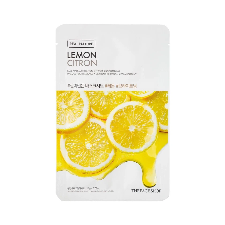 Mascarilla facial The Face Shop Real Nature - Limón - Nueva en paquete - 0,70 OZ Foto 1 de 2