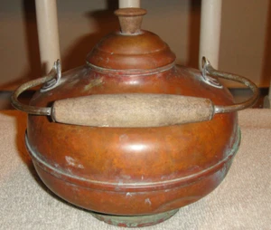 Vintage Holland M Teakettle Copper Tea Kettle Wood Handle Country Decor Kettle - Picture 1 of 12