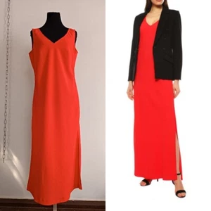 Luisa Cerano Red Dress A-Line Slip Dress V-Neck Slit size40/M - Picture 1 of 15