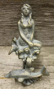 Hierro Fundido Estilo Antiguo Náutico SIRENA/DELFÍN Puerta Llamador Acabado Verde - Imagen 1 de 4