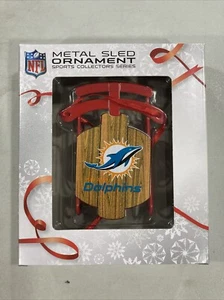 Miami Dolphins Football Team NFL Vintage Metal Sled Christmas Tree Ornament - Picture 1 of 5