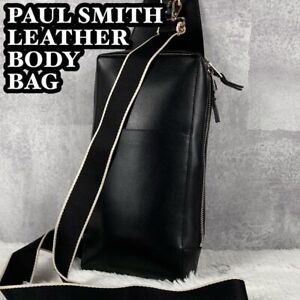 Paul Smith Leather Crossbody Body Bag Black Gold Hardware Zip 12.6"x7.9"