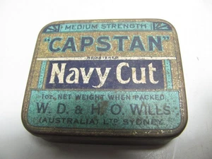 Lata de tabaco Capstan corte azul marino fuerza media 1 oz W.D & H.O Wills Sydney como se muestra - Imagen 1 de 9