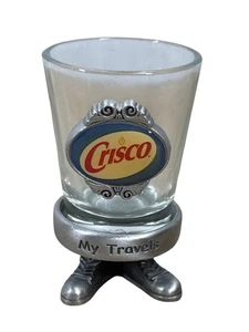 RARO 2004 CRISCO vaso de chupito con patas "Mis viajes" peltre??  Vajilla de manteca - Imagen 1 de 2