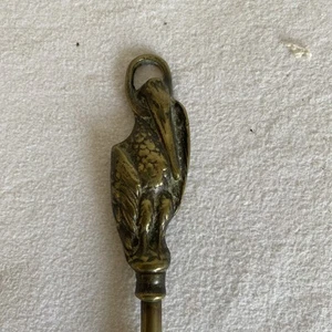 Vintage Brass Toasting Fork With Stork Or Heron Finial - Picture 1 of 4