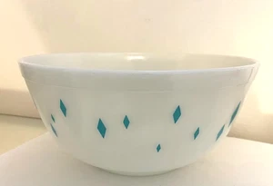 RARE Vintage Pyrex #403 Dainty Maid Turquoise Diamond Bowl 1950s HTF Retro MCM - Picture 1 of 5