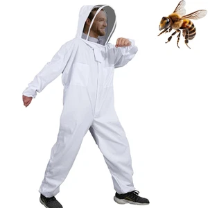 Cotone Completo per Il Corpo Abbigliamento per Apicoltura Velo Cappuccio Cappell - Foto 1 di 12