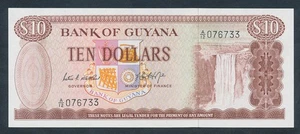 Guyana: 1966 $10 Kaieteur Falls "SCARCE SIGNATURE 4". Pick 23b UNC - Picture 1 of 2