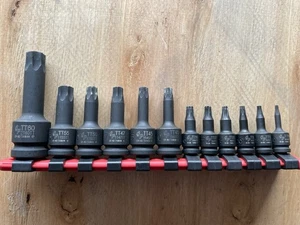 Grey Pneumatic Impact Torx Set 1/2, 3/8, & 1/4 drive T60-T10 - Picture 1 of 3