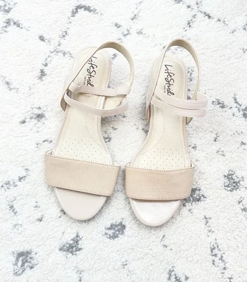 Life Stride Soft System Nude Strappy Open Toe Small Heels Women’s Size 7 - Image 1 of 4