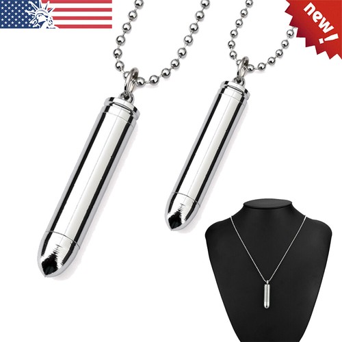 UNDERCOVER Collana proiettile USA vero acciaio inox vuota nascosta urna segreta regalo qualità