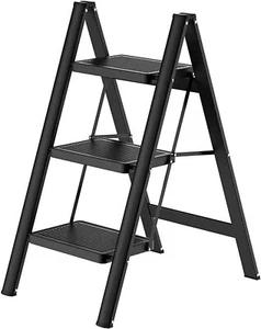 KINGRACK 3-Step Aluminum Folding Step Stool-Large Platform with Milti-fuction - Picture 1 of 6