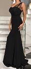 UK 10 Black Prom Gown Wedding Formal Party Dress Occasion Evening Christmas