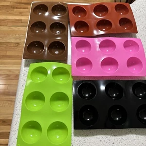 Lot Of 5 Silicone Baking Molds Round Cavity Brand New See Pics - Picture 1 of 6