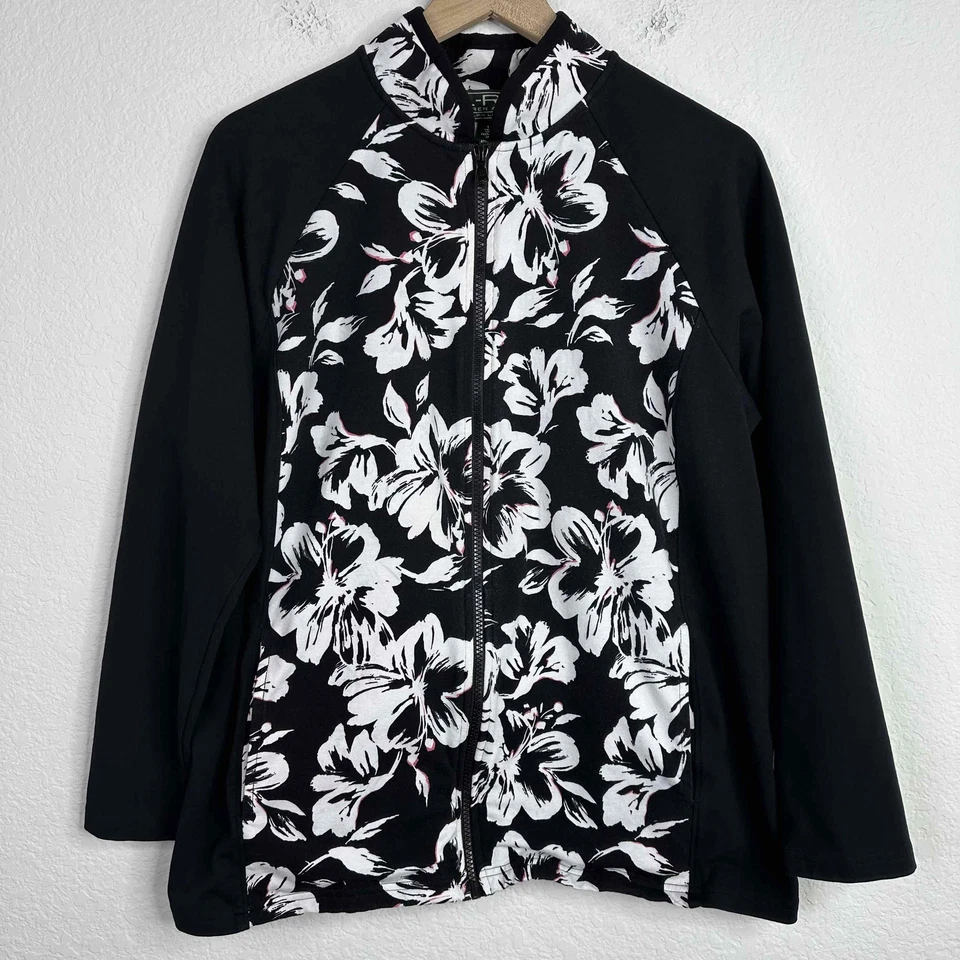 Lauren Ralph Lauren Active Women’s 1X Floral Long Sleeve Zip Athleisure Jacket - Image 1 of 4