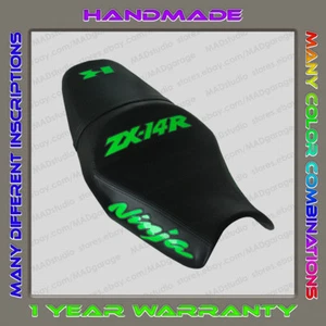 Custom Black+Lime-gloss+W-Trim Seat Cover KAWASAKI ZX-14R (ZZR1400) 12+ (2 Gen) - Bild 1 von 8