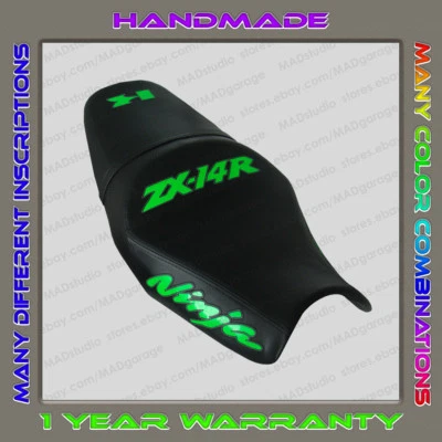 Capa de assento personalizada preta+brilho cal+limão acabamento em W KAWASAKI ZX-14R (ZZR1400) 12+ (2 gerações) - Imagem 1 de 4