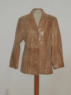 Adler Tan Suede Leather Snake skin Jacket MED - Image 1 of 4