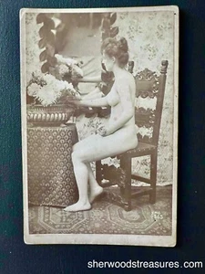 Tarjeta de gabinete MADURA DE 1800 mujer desnuda foto original 4 1/4" x 6 1/2 carta de vista - Imagen 1 de 3