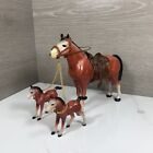 Vintage WS Toys Celluloid Plastic Horse With Saddle  and Foals Hong Kong 6”