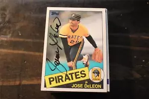 Tarjeta autografiada de los piratas de Pittsburgh Topps 1985 fallecido de José Deleon - Imagen 1 de 1