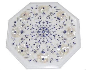 12" marble corner Table Top semi precious stones floral handmade Inlay work - Picture 1 of 3