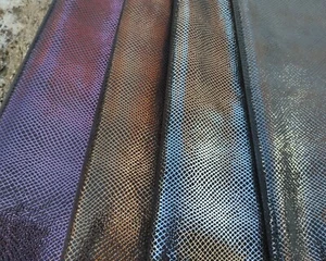 Luxury snake textured kangaroo pieces, soft dark metallic genuine italian hides - Picture 1 of 13