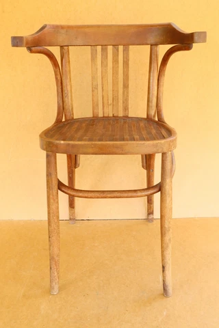 Antique Vintage Wooden Chair Stool Embossed Seat Bentwood Mundus Style 1960's Cover