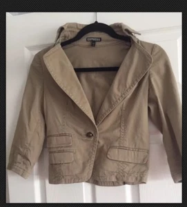 Express Women's Khaki Single Button Closure Cotton Blazer Jacket. Tan Brown - Picture 1 of 8