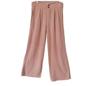 Grade & Gather Blushing Peach Flax Blend High Waist Wide Leg Pants - Picture 1 of 5