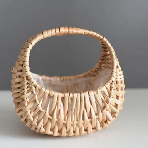 Flower Baskets Half Moon Wicker Fruit Storage Basket For Kitchen Camping - Picture 1 of 9