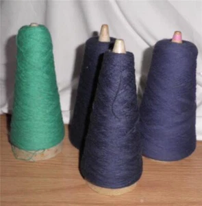 CONE YARN 4 part cones Navy + Green PDW of Cleveland, OH Cotton Knitting Machine - Picture 1 of 5