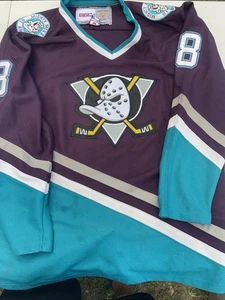 VTG ANAHEIM MIGHTY DUCKS CCM ICE HOCKEY JERSEY CANADA NHL Sz 50 #8 Selanne - Picture 1 of 20