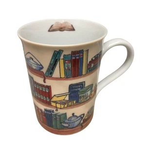 Barnes & Noble Coffee Tea Mug Bookshelves with Books Teapots Cats - Picture 1 of 7