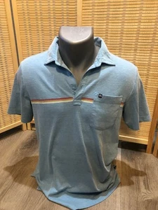 TravisMathew Golf Tennis SS Short Sleeve Men's Polo Blue Striped Small S (H523) - Picture 1 of 7