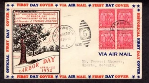#717 2¢ Arbor Day, BLK4, 29. April 1932 Washington DC, PL#1a Harry IOOR - Bild 1 von 1