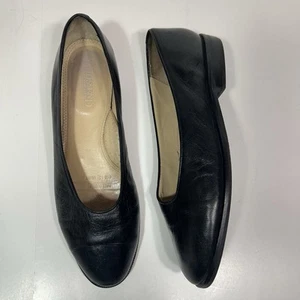 Balletto slip on vintage Lands’ End donna pelle nera punta piatta comoda mandorla taglia 9,5 - Foto 1 di 10