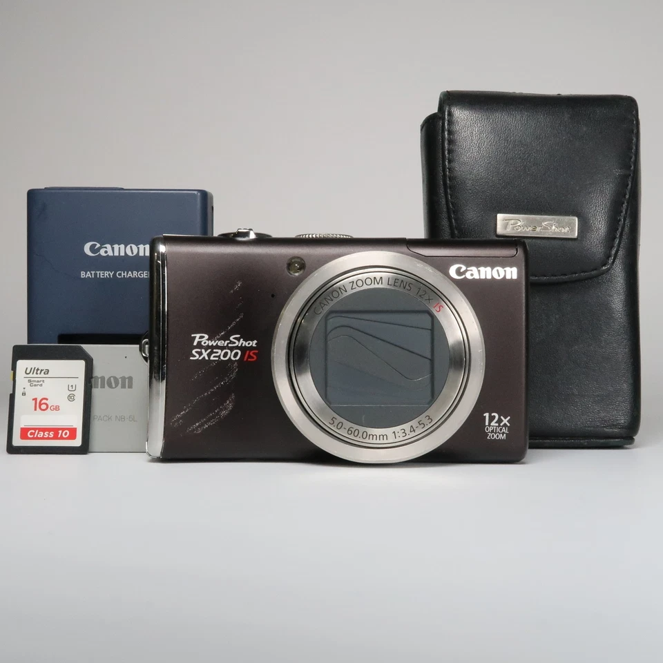 Canon PowerShot SX200 IS 12.1 MP 12x Digital Camera Brown, SD Card - Refurbished - Photo 1/4