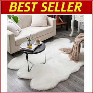 Minimalist White Faux Sheepskin Rug 4' x 6' - Ideal for Living Rooms & Nurseries - Picture 1 of 9