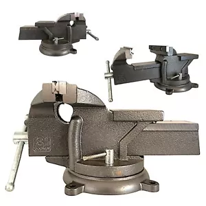 Morsa da Banco 200mm Base Girevole in Ghisa e Acciaio con incudine 300105 - Foto 1 di 8