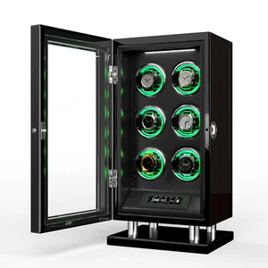 Caja de 6 relojes automática enrollador de reloj pantalla táctil LCD almacenamiento luz RGB - Imagen 1 de 8