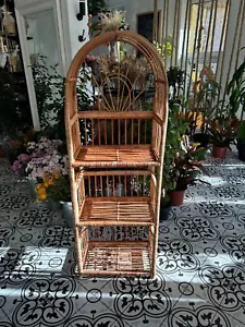 rattan arched shelf wicker bookcase boho bookshelf handmade vintage style shelf - Picture 1 of 10