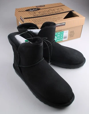Botas negras Kirkland Signature de piel de oveja con borde festoneado para dama nuevas en caja Foto 1 de 4
