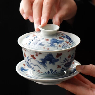 Сине-белый фарфор Гайвань под глазурь керамический диафрагма вручную печать новый - Изображение 1 из 4