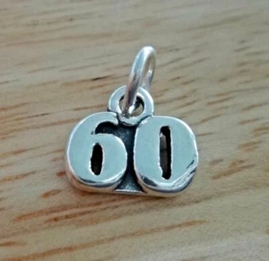 Dije de cumpleaños de plata esterlina 10x11 mm número 60 - Imagen 1 de 3
