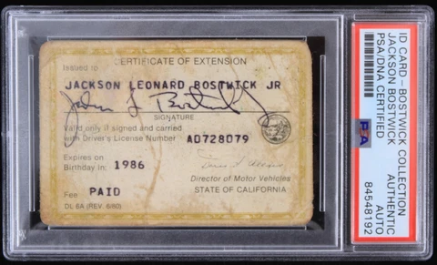 1975 Captain Marvel Jackson Bostwick Signed DMV Extension Card (PSA/DNA Slabbed) Cover