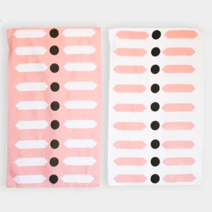 100% Cotton Kitchen Towels, Contemporary, Modern, Pink and White, Set of 2 - Picture 1 of 6