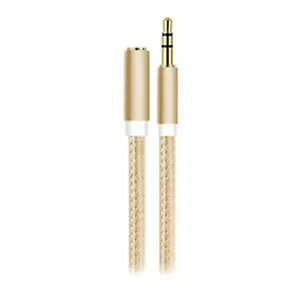 1m Stereo Kopfhörer Verlängerungskabel 3,5mm Klinke Stecker > Buchse Nylon Gold - Bild 1 von 4