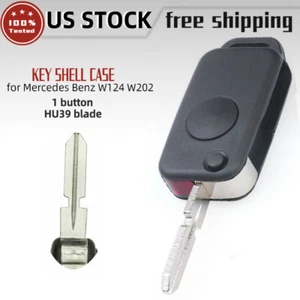 For Mercedes Benz S500 SL500 W124 W202 Flip Remote Key Shell Fob Uncut HU39 - Picture 1 of 6